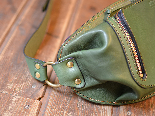 ボディバッグ(作り手:橋本) グリーン マチ