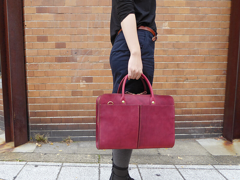 二本手2wayビジネスバッグ(BW-20-M) ワインレッド