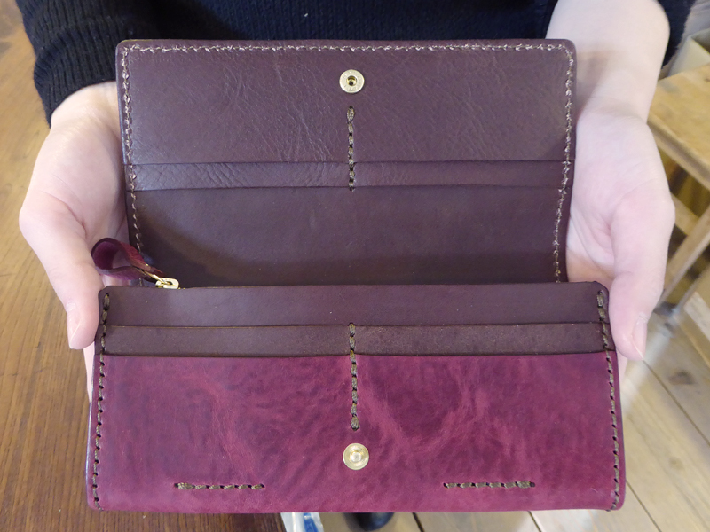 ソフトレザーの長財布(WL-63) ミッスーリ革 ワインレッド