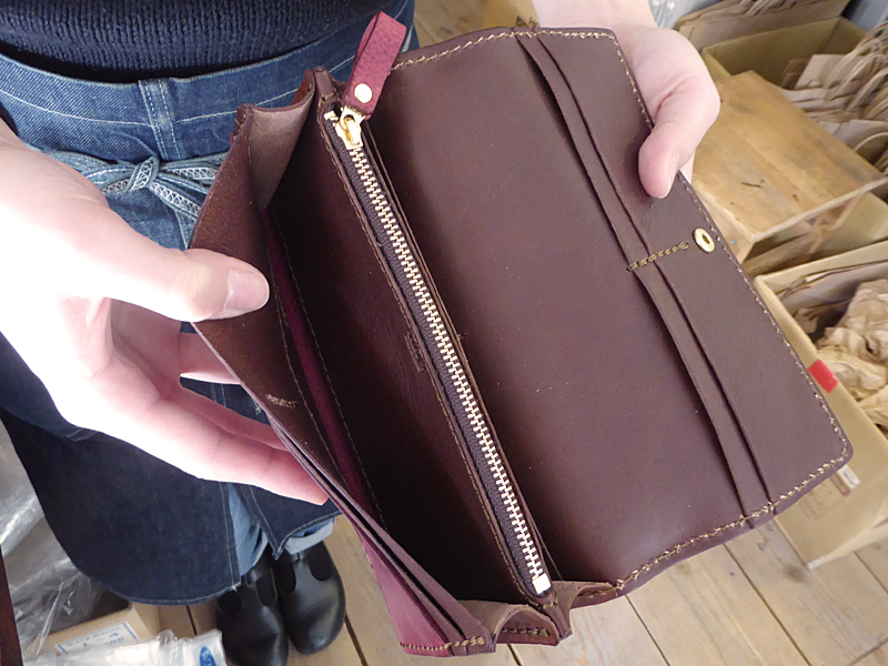 ソフトレザーの長財布(WL-63) ミッスーリ革 ワインレッド