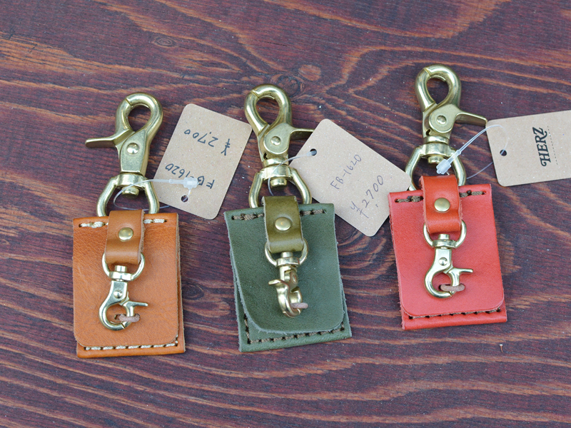 ダブルコインキーホルダー 革色