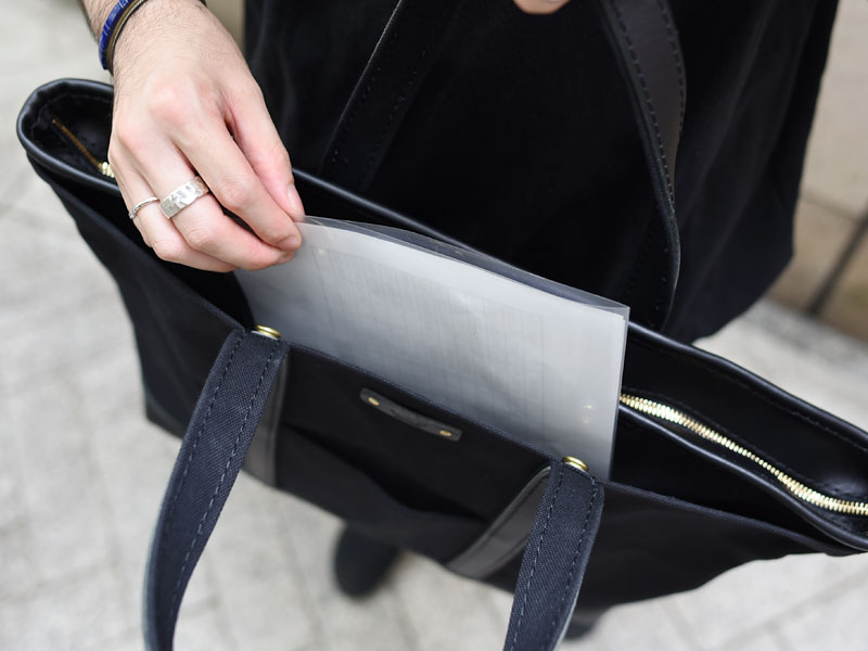 肩掛けキャンバストート(ND-TOTE1) ファスナー式のあおりポケット