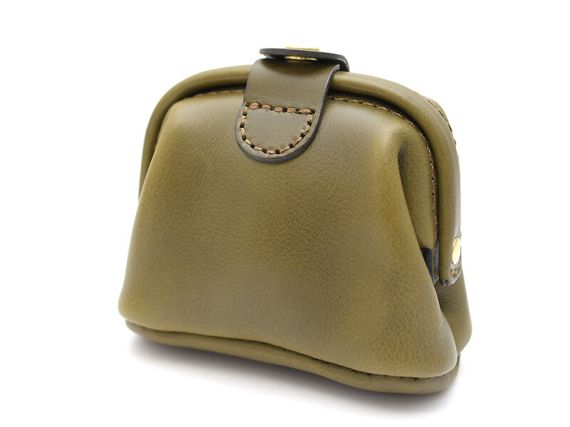 ガマ口ポーチ(KF-143)の革色グリーン