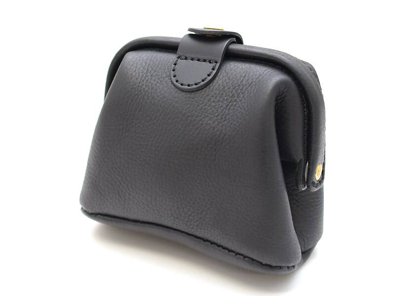 ガマ口ポーチ(KF-143)の革色ブラック