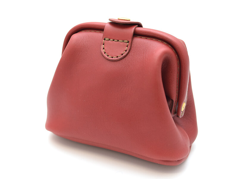 ガマ口ポーチ(KF-143)の革色レッド