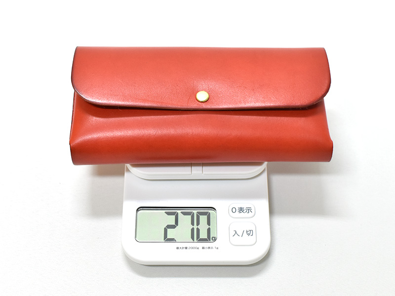 ダブルフラップ長財布(WL-2)革色レッドの重さ