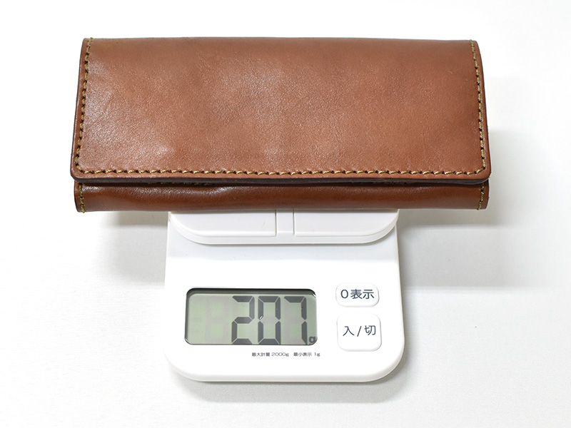 ソフトレザーの長財布(WL-63)革色チョコの重さ