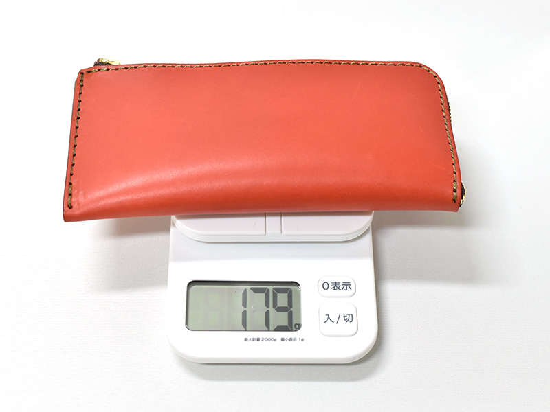 L字ファスナー長財布(WL-3)革色レッドの重さ