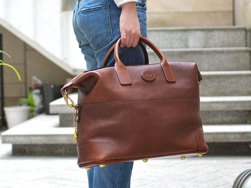 ファスナーボストンバッグ(V-27)革色チョコ