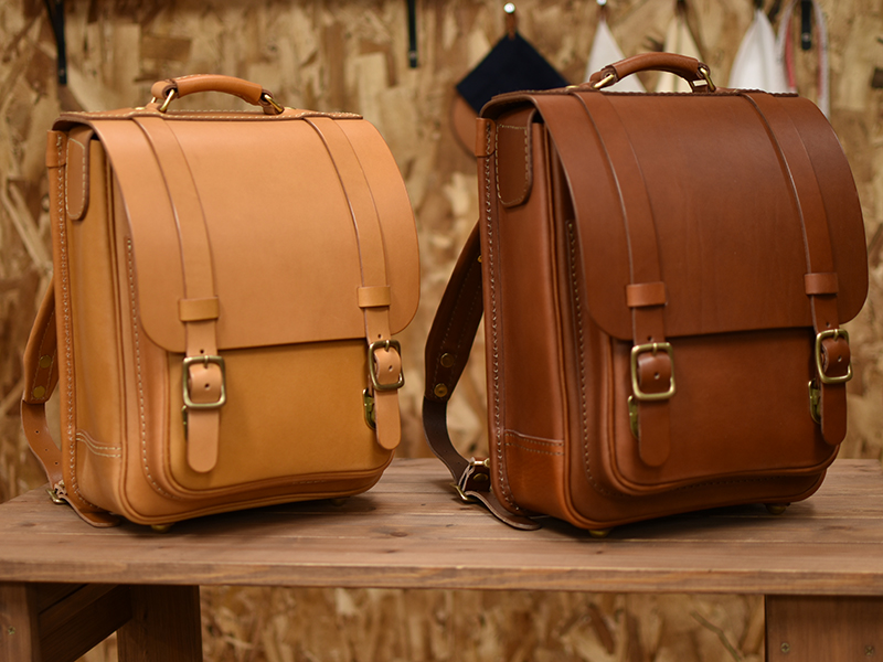 縦型ランドセル・玉縫い(R-51-A)キャメルとチョコ