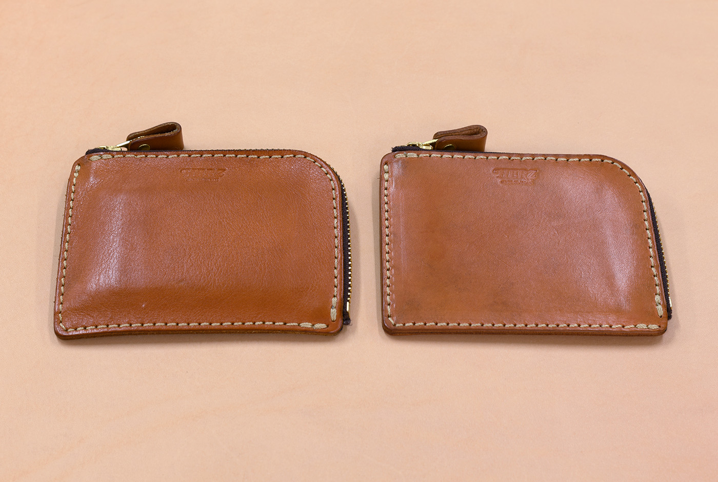 ヌメ革の経年変化の様子（1ヵ月）